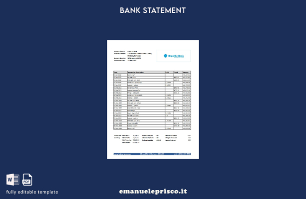 modello excel di estratto conto della repubblica delle barbados in stile verific